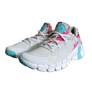 Nike Free Metcon 4 White Teal Pink Gym Training Shoes DQ0304-001 Women Size 7.5
